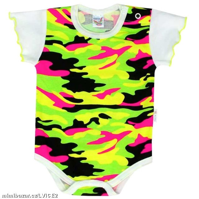 Body letní krátký rukáv neon - maskáč