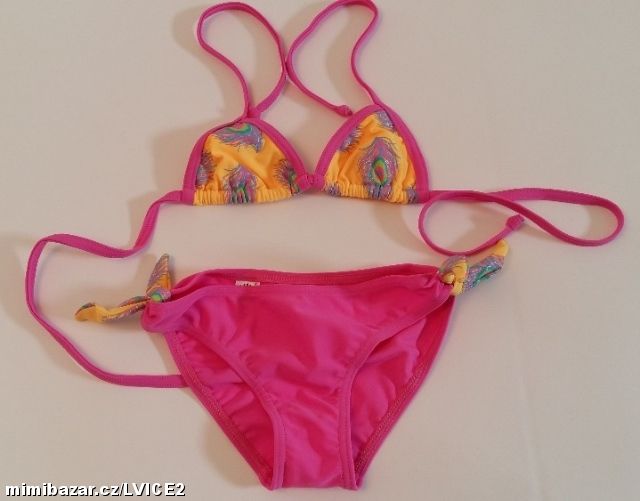 Dívčí plavky trojuhelniky bikiny - paví oka