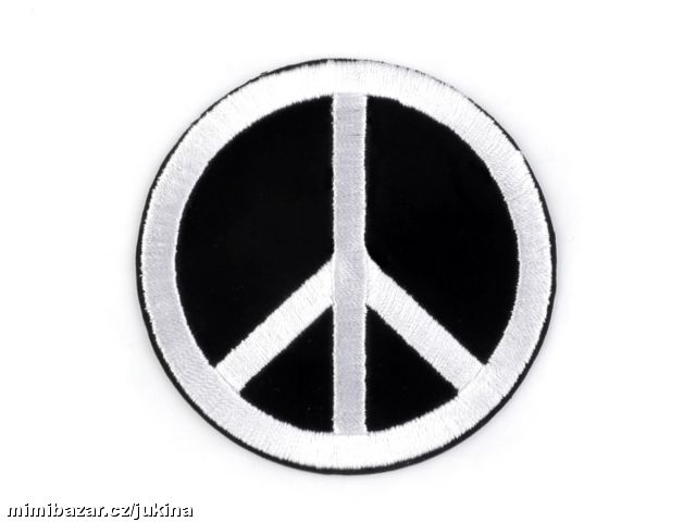 Nažehlovačka vyšívaná peace 7 cm průměr