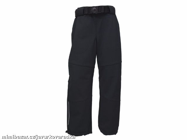 Dětské softshellové kalhoty - zvýšený pas - ČERNÉ