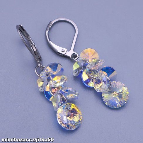 Náušnice Swar.hrozny - Crystal AB měnící SKLADEM