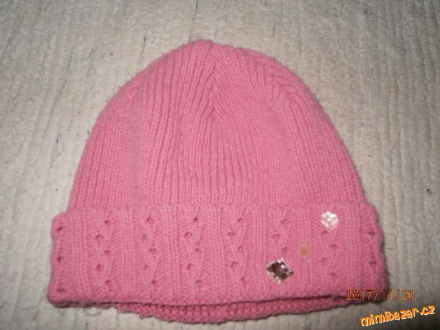 Růžová zimní čepice, čepička, vel.3-5 let