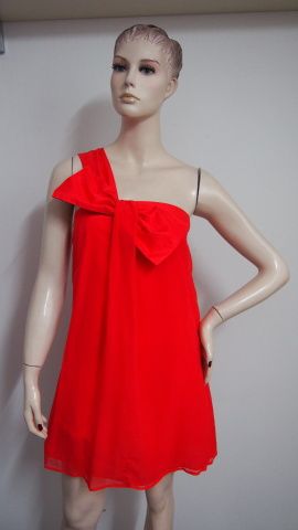 Oranžové HEDVÁBNÉ šaty s mašlí LIPSY, v.36