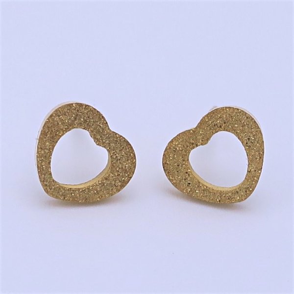 Zlacené náušnice z chir. oceli Srdíčka-SKLADEM