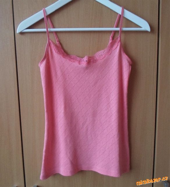 Růžové krajkové tričko tílko růžový top AMISU