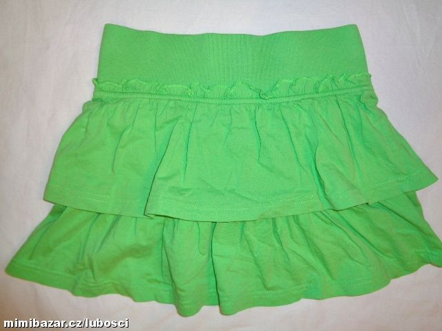 KRÁSNÁ SVÍTIVĚ ZELENÁ BAVLNĚNÁ VOLÁNOVÁ SUKNĚ