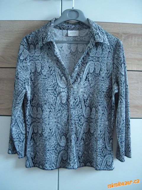 Bílá/černá halenka rozhalenka s oramenty vel. M/38