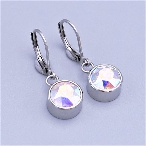 Náušnice Swarovski crystal AB chir. ocel-SKLADEM