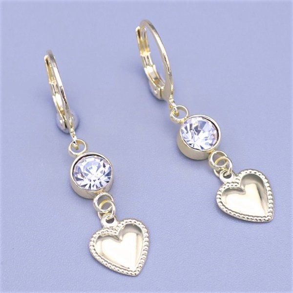Zlacené náušnice z chir. oceli se srdíčkem-SKLADEM