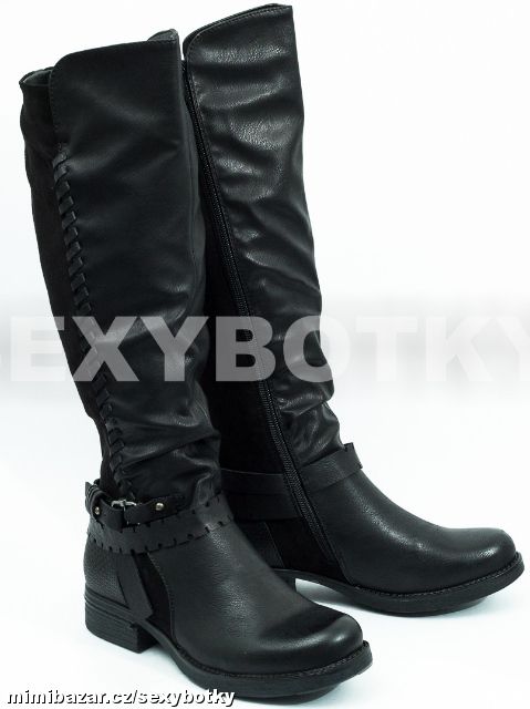 Černé zimní kozačky vel. 36, 37, 38 - SKLADEM KHAKI