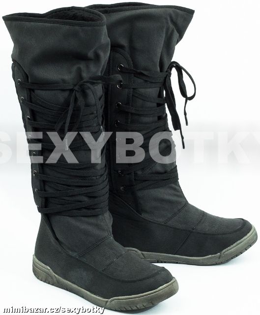 Vysoké černé sněhule vel. 35, 36, 37 - SKLADEM KHAKI