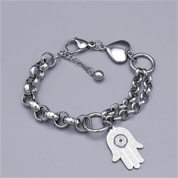 Náramek z chirurgické oceli Hamsa-SKLADEM