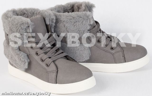 Zimní kotníčkové šedé tenisky v. 35, 36, 37, 38, 39, 40