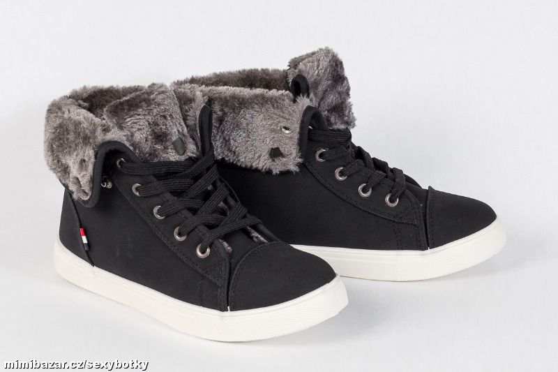 Zimní kotníčkové černé tenisky 35, 36, 37, 38-4BARVY