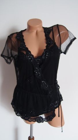 Monsoon černý krajkový komplet s korálky V.42