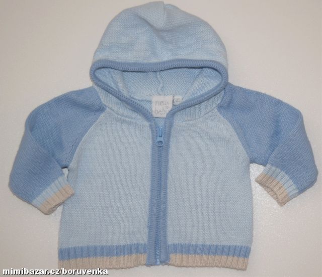 MODRÝ SVETR S KAPUCÍ NEW BABY