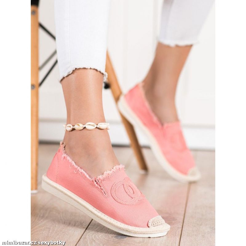 Růžové plátěné Slip On Espadrilky 36, 37, 38-9BAREV