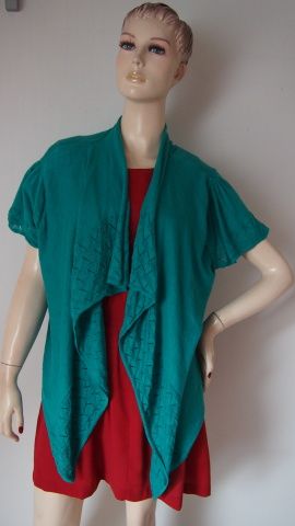 Tenký lněný smaragdový svetříkový cardigan SOON 48