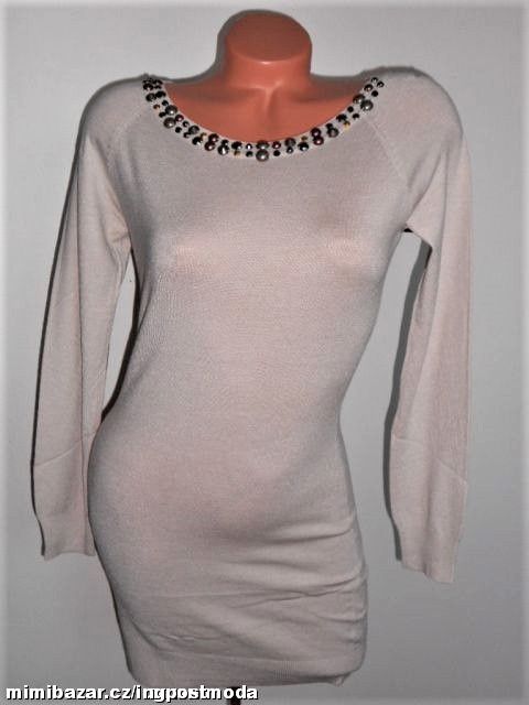 ÚPLETOVÁ DLOUHÁ TUNIKA/SVETŘÍK S KAMENY L/XL/D765/