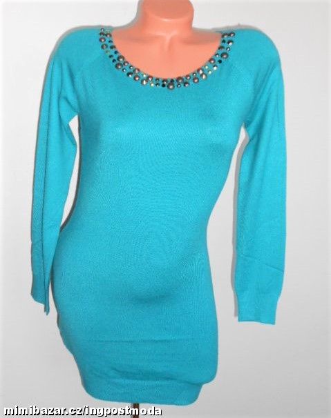 ÚPLETOVÁ DLOUHÁ TUNIKA/SVETŘÍK S KAMENY .L/XL/D744