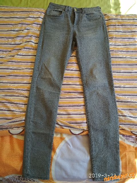 Šedé nenošené slim kalhoty