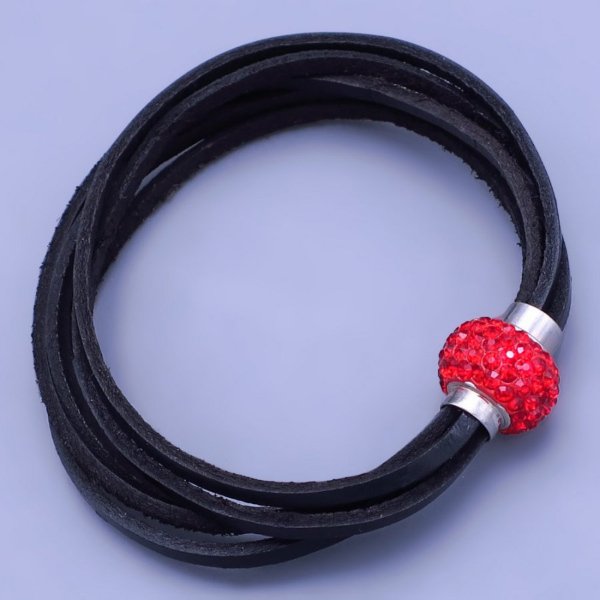 Kožený náramek s červeným korálkem SKLADEM