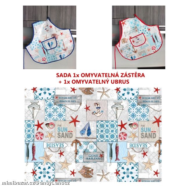 Sada do školy omyvatelná zástěra + ubrus NÁMOŘNÍK