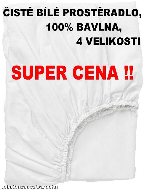 BÍLÉ elastické prostěradlo, 180 x 200