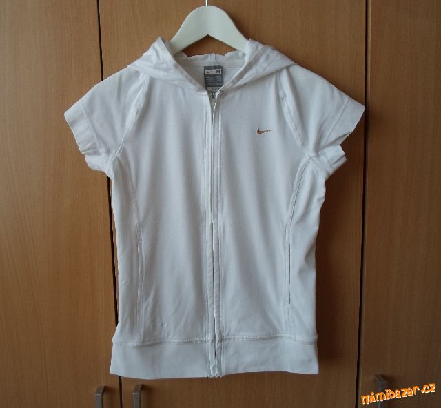 Bílé tričko triko na zip s kapucí NIKE