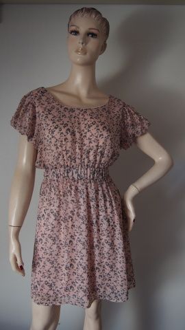 Cira prachově růžové motýlkové šaty 36 pružný pas