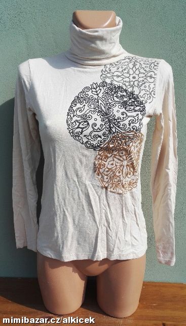 *KRÉMOVÝ ZDOBENÝ ROLÁK TRIČKO 3SUISSES - VEL.38