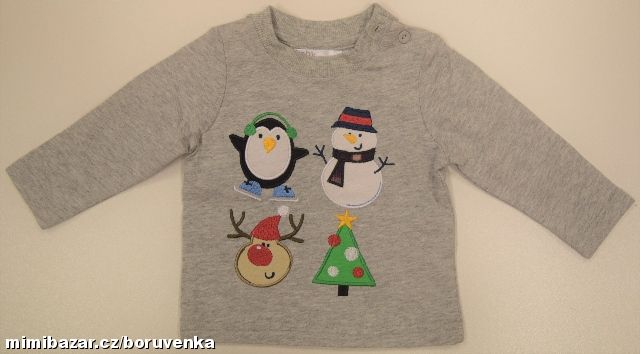 VÝPRODEJ!!!! ŠEDÉ TRIKO VÁNOČNÍ BABY M&Co