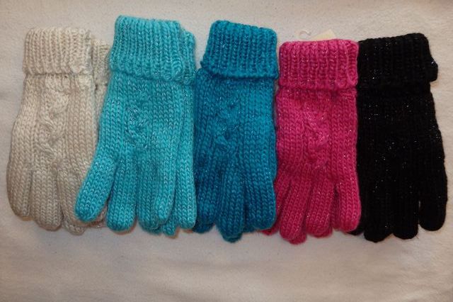 Dívčí zateplené pletené prstové rukavice