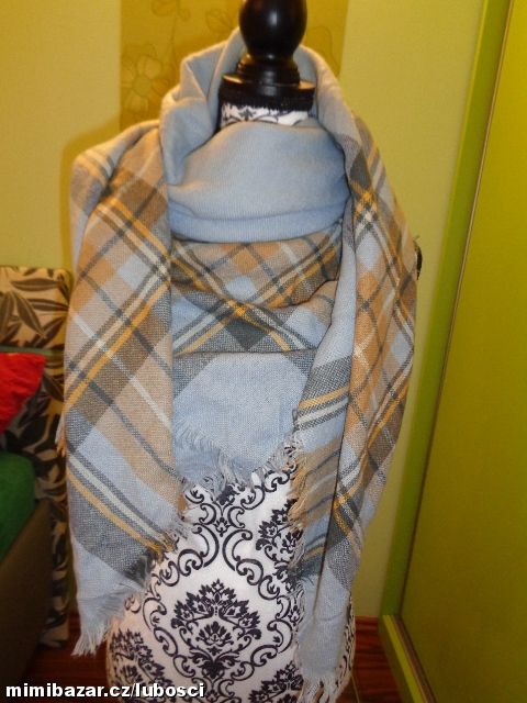 Luxusní teploučký modrý šátek -maxi