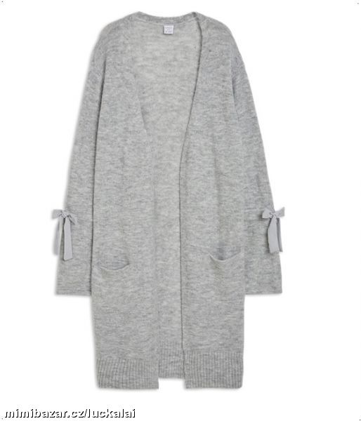 Šedý dlouhý svetr, kardigan
