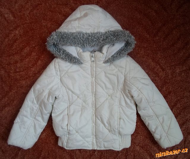 Bílá bunda, bundička s kapucí bombr GEORGE