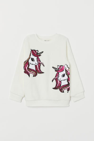 MIKINA MĚNÍCÍ FLITRY UNICORN JEDNOROŽEC flees H&M