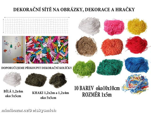 Dekorační Síť na zavěšování hraček 5x1 m oko 10x10