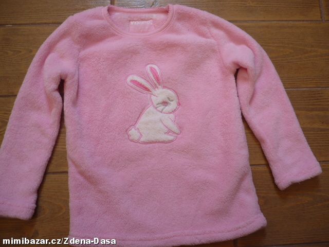 huňatá mikina - pyžamo se zajíčkem vel. 110