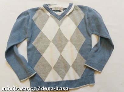 modrý sváteční svetr vel. 104