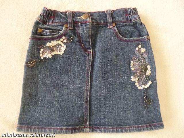 Riflová sukýnka s výšivkou