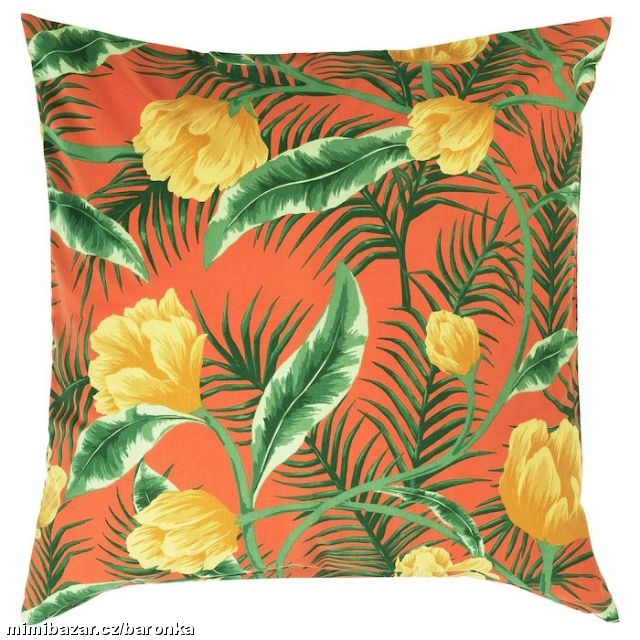 Oranžový květinový povlak na polštář 65x65 cm