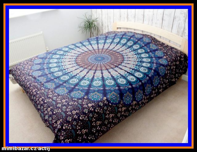 KRÁSNÝ BAVLNĚNÝ NOVÝ PŘEHOZ NA POSTEL-MANDALA