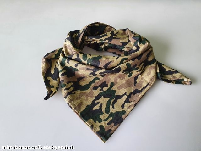 Velký bavlněný šátek - Maskáčový vzor na khaki