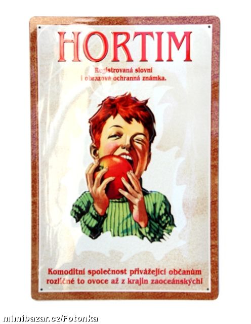 Retro plechová reklamní cedule zn. Hortim - A3