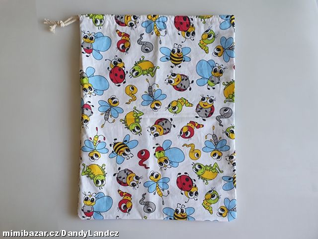 Bavlněný pytlík na přezůvky 29x40cm Hmyzí přátelé