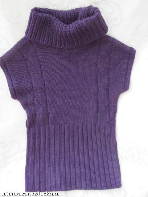 Pletená svetrová vesta, svetr s rolákem