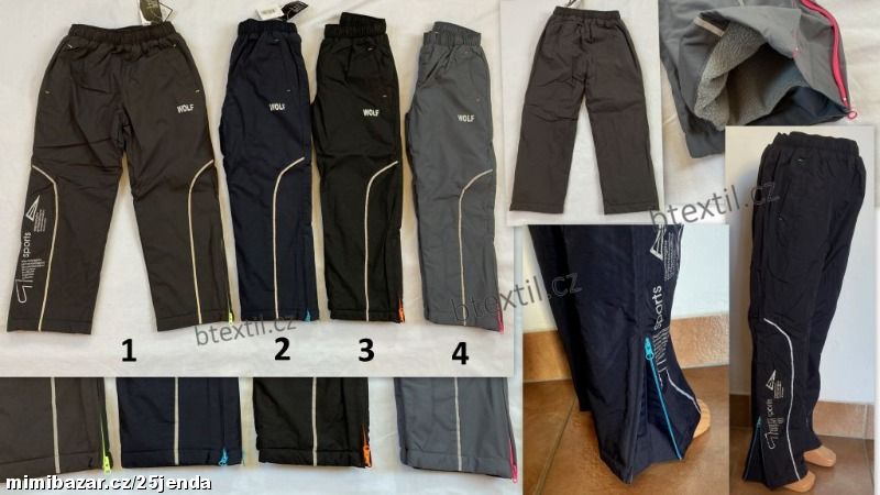 Oteplené šusťáky, kalhoty zateplené fleecem