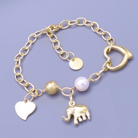 Pozlacený náramek s přívěsky chir ocel - SKLADEM