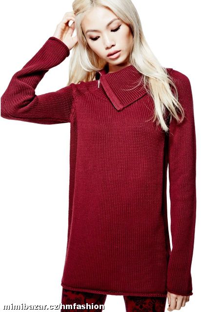 Luxusní vínový svetr Guess- Damita Zip vel.XS, L, XL